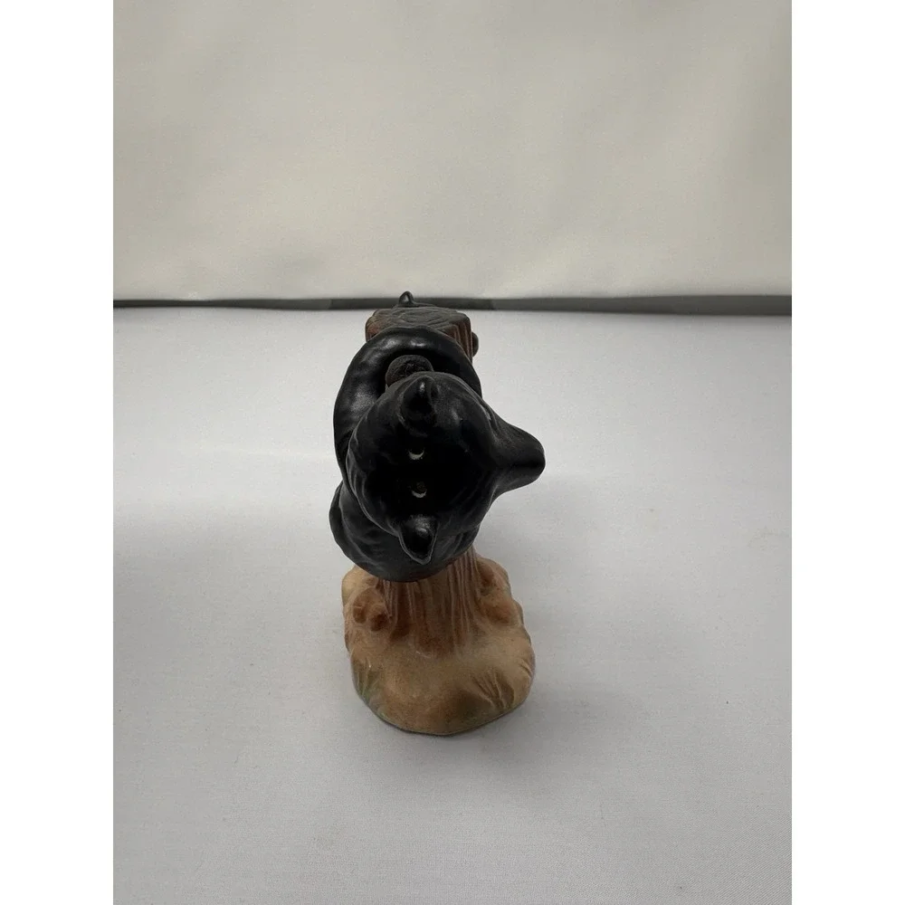 Vintage Japan Ceramic Black White Bear Cubs Hanging Tree Salt Pepper Shakers MCM